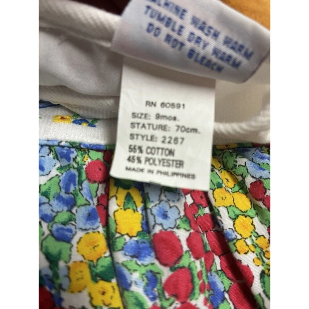 Vintage Petit Ami Cottagecore Baby 9 Month Floral Sleeveless Romper